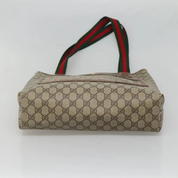 GUCCI GG Supreme Web Sherry Line Tote Bag PVC Beige Gold - Picture 5 of 15